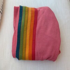 Pink Aviator Nation sweatpants with rainbow stripes